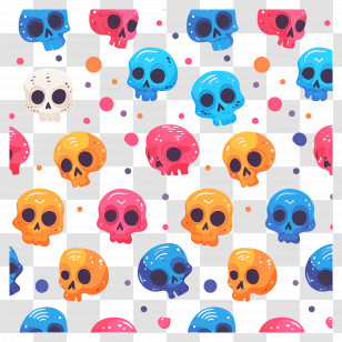 Cute Skulls - Colorful Cartoon Skull Pattern Design Transparent PNG