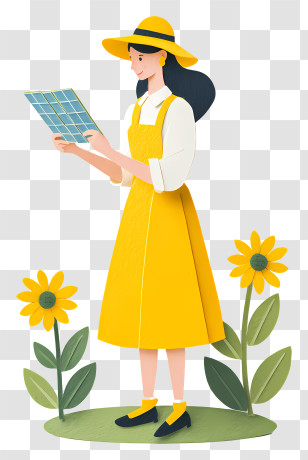 Girl Checking Solar Panels - Woman With Solar Panel Transparent PNG