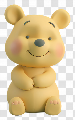 Winnie The Pooh - Yellow Teddy Bear Character With A Cute Smile Transparent PNG