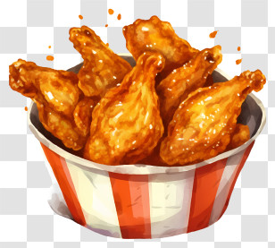 Fried Chicken Wings - Bucket Of Crispy Fried Chicken Drumsticks Transparent PNG