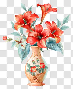 Vase With Flowers - Beautiful Flower Vase Decoration Transparent PNG