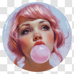 Bubble Gum Day - Girl Blowing Bubble Gum Transparent PNG