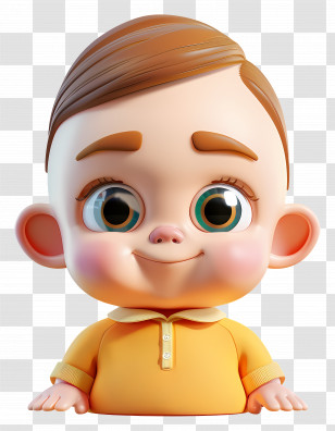 Baby Boy - Cartoon Baby With Big Eyes And Smile Transparent PNG