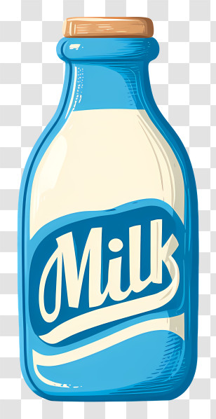 Milk Icon - Blue Milk Bottle Transparent PNG