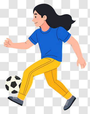 Man Playing Football - Cartoon Soccer Player Kicking Ball Transparent PNG
