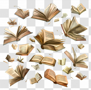 Flying Books - Open Books For Reading And Learning Transparent PNG