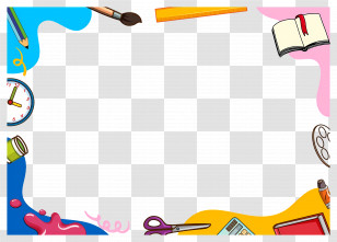 School Frame - Art Supplies Frame Transparent PNG