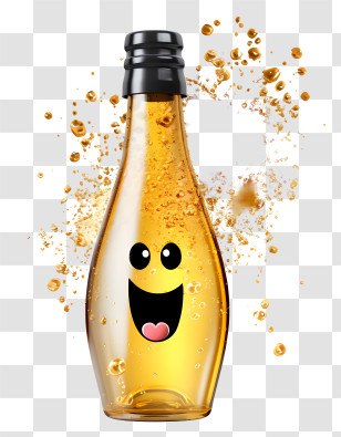 Sparkling Water Face - Happy Bottle With Splashing Drink Transparent PNG