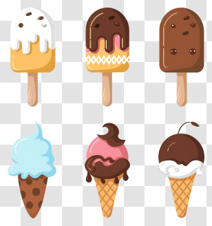 Cartoon - Colorful Ice Cream Cones And Popsicles Transparent PNG