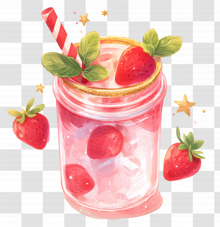 Strawberry Smoothie - Strawberry Drink In A Decorative Jar Transparent PNG