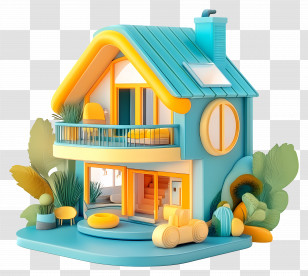 3d Home - Small Cute Doodle House Transparent PNG