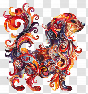 Chinese Zodiacs - Colorful Artistic Dog With Intricate Patterns Transparent PNG