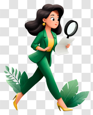 Businesswoman Searching Job - Detective Character With Magnifying Glass Transparent PNG