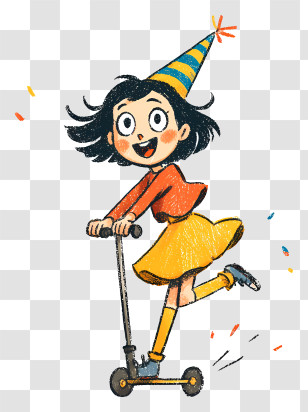 Girl Playing - Girl Riding Scooter Party Transparent PNG