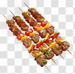 Meat Skewers - Grilled Kebab Skewers With Vegetables Transparent PNG