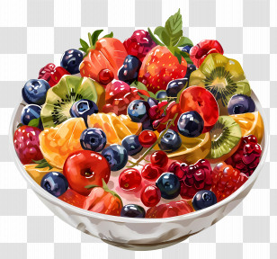 Fruit Salad - Vibrant Fruit Bowl Illustration Transparent PNG