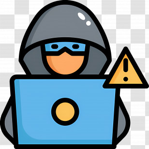 Cyber Security - Hacker With Warning Sign Transparent PNG