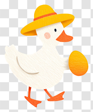 Duck Holding Easter Egg - Duck With Hat And Egg Illustration Transparent PNG