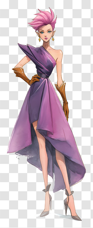 Hawk’s Eye - Sleek Pink Couture Model Transparent PNG