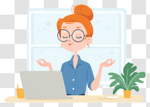 Business People Meditating - Woman Meditating At Desk Transparent PNG