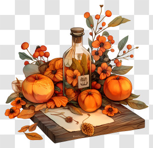 Still Life Of Fall - Rustic Autumn Fruit Arrangement Transparent PNG