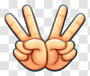 Two Fingers Emoji - Peace Sign Hands Illustration Transparent PNG