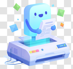 Futuristic Printer - Friendly Printer Mascot Illustration Transparent PNG