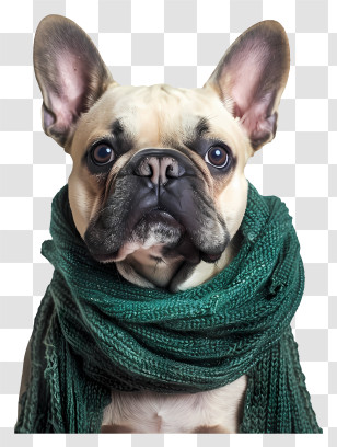 French Bulldog - Stylish Bulldog With Green Scarf Transparent PNG