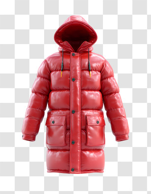 Winter Coat - Red Winter Coat With Hood Transparent PNG