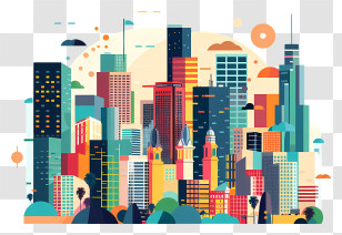 Los Angeles - Colorful Urban Cityscape Illustration Transparent PNG