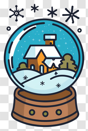 Winter Scene - Snow Globe With Winter House And Snowflakes Transparent PNG