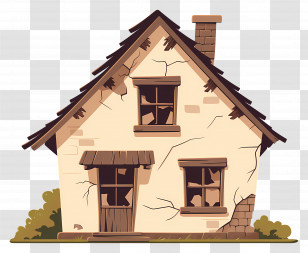 Old Weathered House - Abandoned Broken House With Cracked Walls Transparent PNG