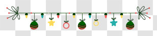 Black Background - Christmas Lights And Ornaments Garland Transparent PNG