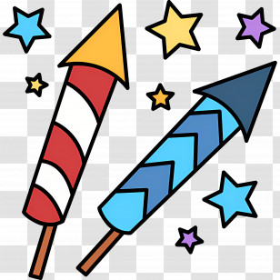 Fireworks Rocket - Red And Blue Rockets For New Year Celebration Transparent PNG