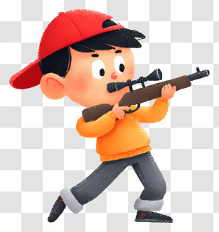 Boy Playing Shooting Game - Boy With Rifle In Action Transparent PNG
