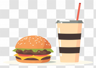 Fast Food - Burger And Drink Fast Food Illustrative Combo Transparent PNG