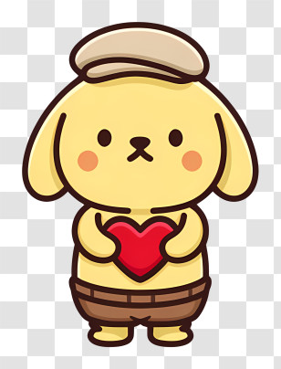 Pompompurin - Cute Dog Holding A Heart Transparent PNG