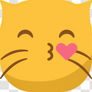 Kiss Emoji - Yellow Cat Kissing Emoji With Heart Transparent PNG