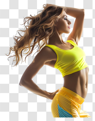 Zumba Woman - Woman In Yellow Sportswear Posing Transparent PNG