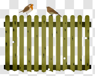 Birds On Fence - Two Birds Perched On A Green Fence Transparent PNG