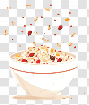 Oatmeal - Illustration Of A Bowl Of Cereal Transparent PNG