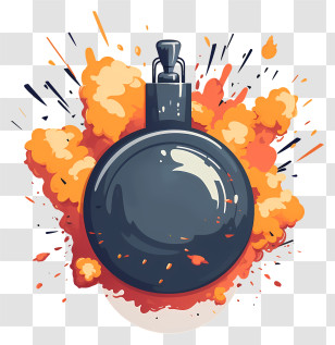 Doodle Style Timer Bomb - Exploding Grenade With Smoke Transparent PNG