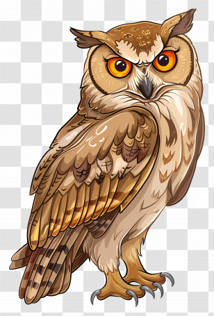 Cartoon Owl - Realistic Brown Owl Illustration Transparent PNG