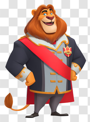 Mayor Lionheart - Cartoon Lion In Royal Uniform Transparent PNG