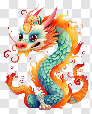 Fire Dragon - Vibrant Chinese Dragon Illustration Transparent PNG