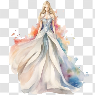 Wedding Dress
 - Elegant Woman In Watercolor Evening Dress Transparent PNG