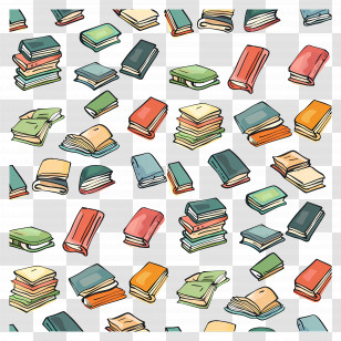 Books Pattern - Colorful Books Collection Pattern Illustration Transparent PNG