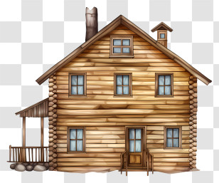Wooden House - Rustic Wooden Cabin Style House Transparent PNG