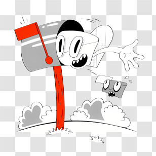 Web - Animated Mailbox And Flying Letters In Cartoon Style Transparent PNG