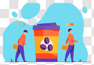 Coffee Cup - Cartoon People With Large Coffee Cup Transparent PNG